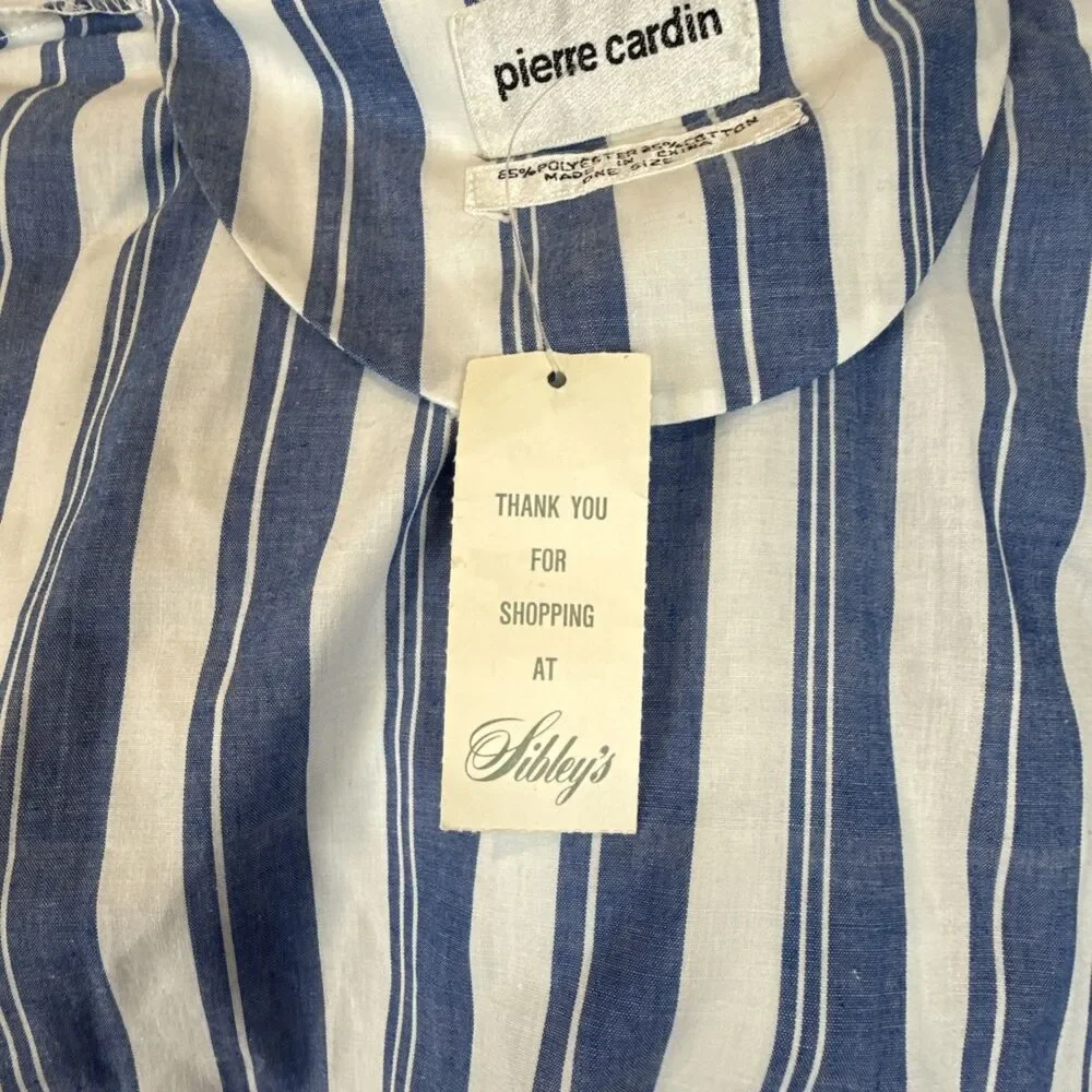 VTG Pierre Cardin NWT Robe One Size Striped Blue White Deadstock Sibleys Tag